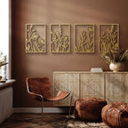 Glamativity Large 4 Pcs Colorful And Black Double-Sided Gold Leaf Metal Wall Art, 22.5 x 15.7'' Botanical Abstract Wall Décor Metal Leaf with Frame, 3D Textured Sculptures, Modern Wall Art With Ginkgo Biloba Design for Living Room Bedroom Bathroom Stud... - Image 3