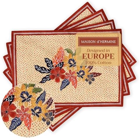 Maison d' Hermine Placemats Set of 4 Reusable 100% Cotton (13"x19") by MaisondHermine