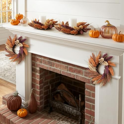 Harvest Mini Fall Wreath, 4 Pack 12in Rustic Thanksgiving Wreath - Image 5