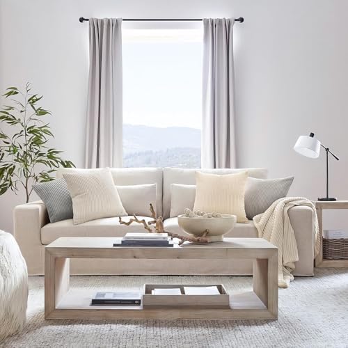 Topfinel 4 Packs Neutral Decorative Throw Pillows Covers 24x24 Inch for Living Room Couch Bed Sofa, Rustic Farmhouse Boho Neutral Home Decor, Soft Plush Striped Corduroy Square Cushion Case 60x60 cm - Image 6