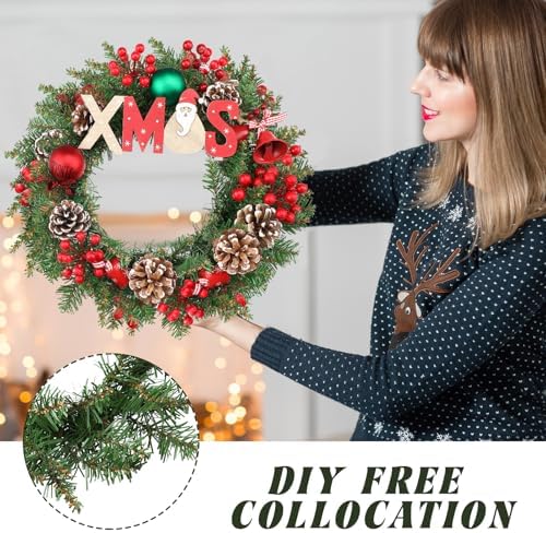 Zeyune 8 Pcs 14" Christmas DIY Green Wreath Artificial Faux Wreath, Fresh - Image 5