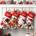 Personalized Christmas Stockings with Embroidered Name & Monogram,Custom 3D Xmas Character Stocking 5 Pack 18” Large,Santa,Snowman & Reindeer Fireplace Hanging Burlap Plaid Stockings(A) by Infiher