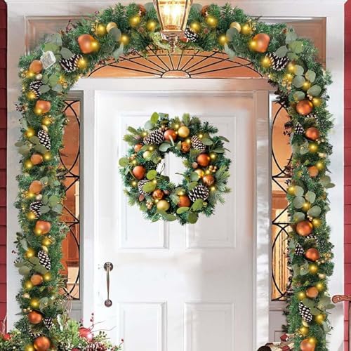 WANNA-CUL Pre-Lit 6ft Copper Gold Christmas Garland with 30 LED Lights - Image 5