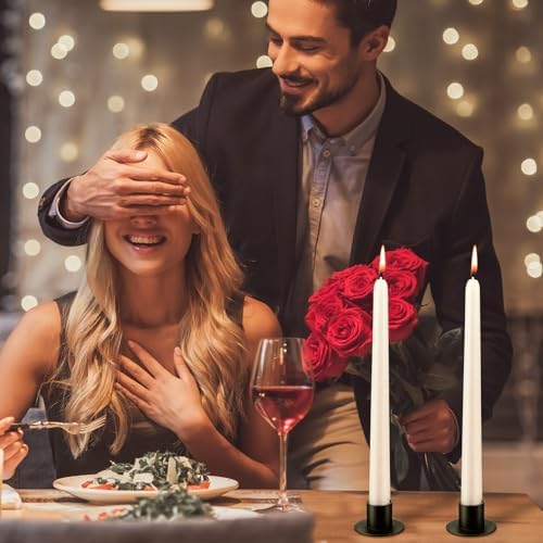 48 Pcs Black Metal Taper Candle Holders Bulk for Wedding Pillar Candles Taper Candlesticks Holders Centerpieces Short Candle Stick Dinner Decor for Party Anniversary Dinning Table Gift (48, Black) - Image 6