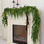 MISSPIN 9ft Christmas Garland with String Lights, Real Touch Cedar Pine Garland, Green Artificial Greenery Garland for Table, Mantle, Wall, Indoor, Outdoor Christmas Decorations - Image 6