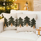 Mixweer 2 Pack Green Tufted Christmas Tree Pillow Covers 20 x 20 Inch Farmhouse Winter Throw Pillowcases with Tassels Green Tree Decorative Cushion Covers for Sofa Couch Holiday Party Home Decor by Mixweer