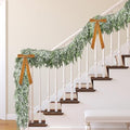 2 Pcs Christmas Snow Norfolk Pine Garlands, 6 Ft White Frost Artificial Greenery Garland, Faux Snowy Pine Cedar Garland Ornaments for Mantle Fireplace Table Indoor Outdoor Xmas Decoration by PurpleStar