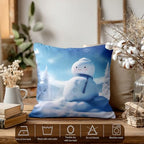 Batmerry Snowman Blue Scarf Throw Pillow Covers, Moon Snowflakes Pine Sun Decorative Pillow Covers Digital Printing Blended for Couch Sofa Bed Invisible Zipper 24X24 in(Set of 2) - Image 3