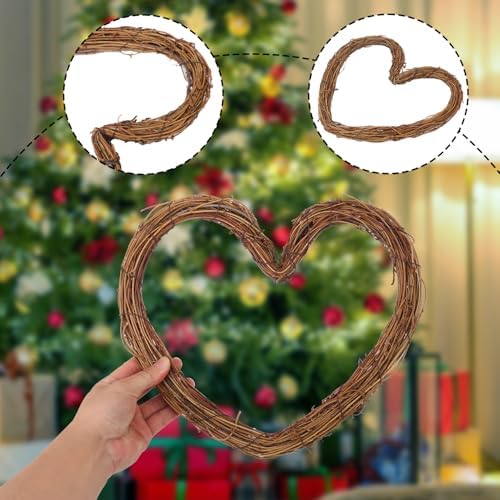 8 Pcs 12 Inch Heart Shaped Natural Grapevine Wreath Set, Hand-Woven Vine Branch Wreaths for DIY Crafts, Christmas Decorations, Home & Event Styling - Image 3