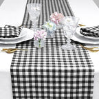 Solino Home 100% Pure Linen Table Runner Black, Gingham Check 14 x 90 in - Image 3