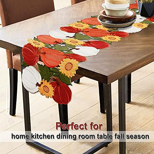 OWENIE Thanksgiving Fall Table Runner - 108 Inches, Harvest Pumpkins Autumn Decor, Extra Long Farmhouse Runner, 13 x 108 Inches - Image 2