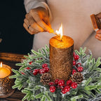 6 Pcs Christmas Candle Rings Wreath Mini Christmas Table Centerpieces Red Berry Pinecones Wreaths for Front Door Kitchen Cabinet Holiday Party Farmhouse Porch Wall Outdoor Indoor Home Decoration - Image 4
