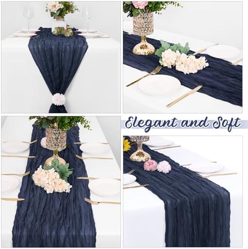 16 Pack Navy Blue Cheesecloth Table Runners 20x120 Inch Gauze Table Runner Cheese Cloth 10FT Blue Table Runner Rustic Sheer Runner for Wedding Baby Shower Birthday Party Table Decor - Image 4