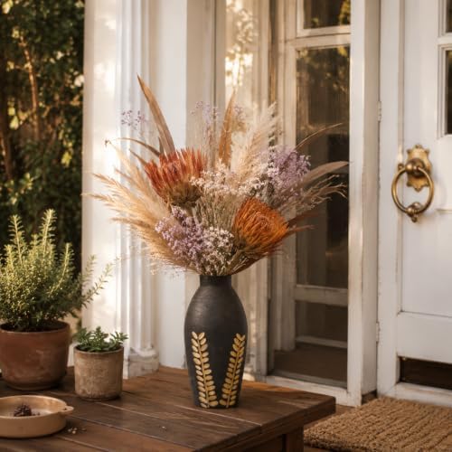 Home Decor Ikebana Vases For Centerpieces,Wood Flower Vase For Living Room Decor，Black Boho Bookshelf Desk Entry Way Coffee Table Decor,Kitchen Office Laundry Bedroom Decor Aesthetic Vases For Flowers - Image 2