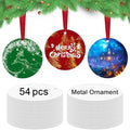 54 pcs Metal Sublimation Ornament Blanks,Sublimation Christmas Ornament Blanks for Christmas Tree Decor Ornaments,Double Sided Sublimation Ornaments Round Sublimation Blanks by buynow