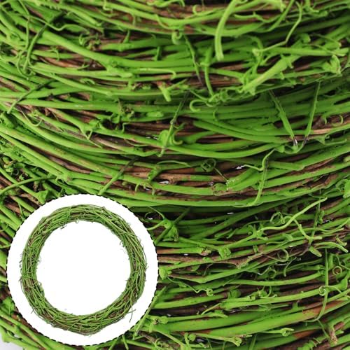 7 Pcs 10 inch Natural Grapevine Wreath Set, Hand-Woven Vine Branch Wreaths for DIY Crafts, Christmas Decorations, Home & Event Styling(Green) - Image 3