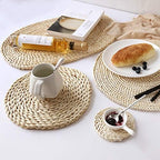 Round Woven Natural Corn Husk Placemat - Handmade Straw Braided Heat Resistant Non-Slip Table Mat for Kitchen Dining Table (20 Inch), TRYMPBZCD16 - Image 2