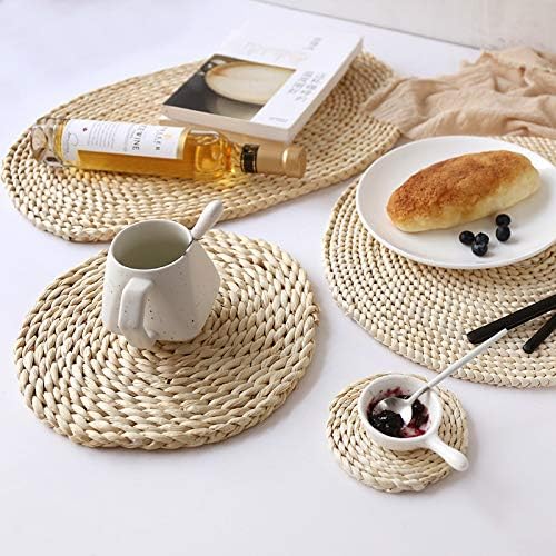 Round Woven Natural Corn Husk Placemat - Handmade Straw Braided Heat Resistant Non-Slip Table Mat for Kitchen Dining Table (20 Inch), TRYMPBZCD16 - Image 2