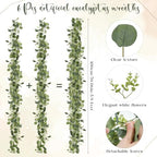 6 Pack 5.9 Feet Faux Eucalyptus Garlands Bulk, Artificial Wedding Garland with White Flowers Faux Silver Dollar Eucalyptus Leaves Vines for Table Home Wedding Party Indoor Outdoor Decor - Image 2
