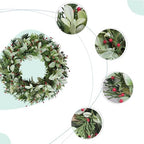 24 Inch Artificial Wreaths for Front Door, Winter Spring Decoration Wreath with Red Berry and Lamb Leaves, Evergreen Natural Wreath for Indoor Outdoor Farmhouse Festival Home Decor - Image 6