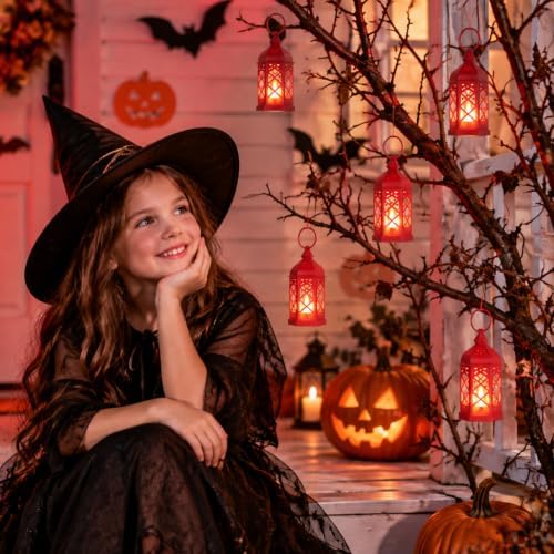 LLQ 12Pcs Red Mini Decorative Lantern with Flickering LED Candle - Image 4