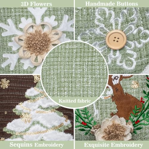 LUBOT 6 Pack Christmas Stockings Set of 6 Large Family Xmas Stocking Embroidered 20" Rustic Farmhouse Country Classic Fireplace Hanging Holiday Decor - Image 3