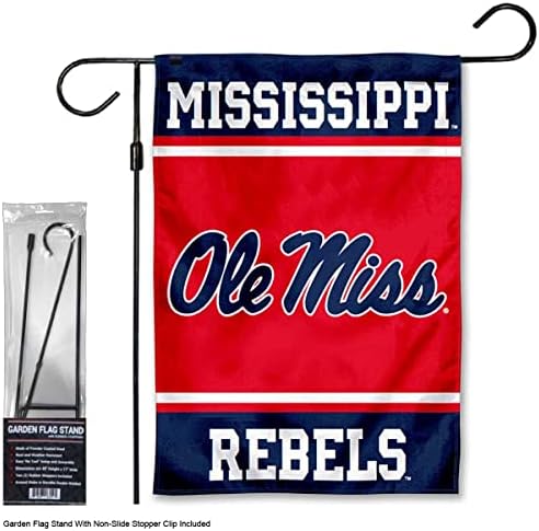 Ole Miss Garden Banner Flag with Flag Pole Stand Set - Image 2