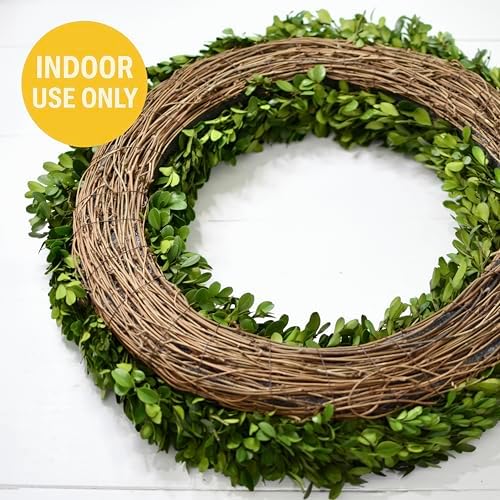 Preserved Boxwood Wreath 22 Inch Extra Large – Real Greenery Spring Summer & Year-Round Indoor Décor, Farmhouse Wall Door & Mantel, Fade-Resistant - Image 4