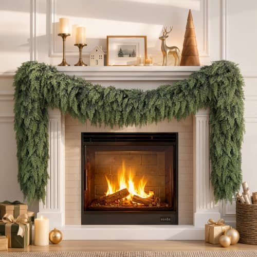 Alupssuc 9FT Christmas Garland, Encrypting Real Touch &Full Cedar Garland by Alupssuc