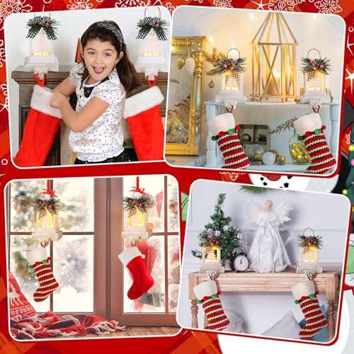 Therwen 2 Pcs Christmas Stocking Holders Lantern, LED, Xmas Tree, White - Image 6