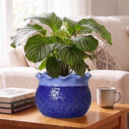 Ceramic Pots for Plants 10 Inch, Ceramic Flower Pots Indoor, Blue - Image 4