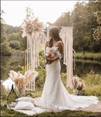 Boho Chic Macrame Curtain & Macrame Arch Bohemian Macrame Wedding Backdrop Decor Home Geometric Fiber Art Decor 59''W*78''L - Image 5