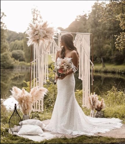 Boho Chic Macrame Curtain & Macrame Arch Bohemian Macrame Wedding Backdrop Decor Home Geometric Fiber Art Decor 59''W*78''L - Image 5