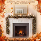 Riceshoot 6 ft Fall Garland for Mantle, Realistic Leaves Fireplace Decor - Image 3