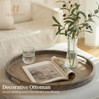 Hanobe Wood Decorative Ottoman Tray for Living Room with Handles, 22" - Image 2