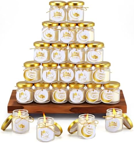 MTLEE 24 Pcs Eid Mubarak Scented Soy Candles 1.8 oz Glass Ramadan Scented Candle Gifts for Women Muslim Islamic Gifts for Family Eid Party Favors Table Decorations by MTLEE
