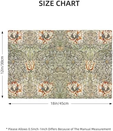 Morris Printed Placemats, Vintage Natural Botanical Style Set of 6 for Party Kitchen Dining Decorations, 12 X 18 Inches - Image 2