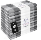LFH Home 100% Cotton Cloth Reusable Dinner Napkins Set of 12 Washable Soft Decorative Buffalo Plaid Gingham and Checkered Table Napkins for Holidays Wedding Farmhouse Decor 18x18 Inch-Charcoal & White by LFHHomePrivateLimited