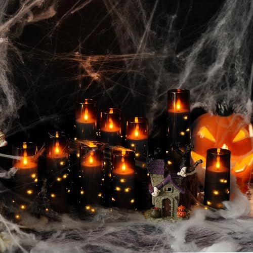 kakoya Flameless LED Candles with Timer 5 Pc Flickering Flameless Candles for Romantic Ambiance and Home Decoration Stable Acrylic Shell,with Embedded Star String,Battery Operated Candles（Black） - Image 4