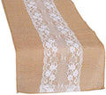 MDS 15 PCS 100% Natural Burlap Table Runners 12" x 108" with Lace, Rustic Farmhouse Country Vintage Boho Jute Runner for Wedding Reception Birthday Party Home Kitchen Dining Coffee Table Decoration by MDS