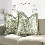 CPC Meadow Vine Hand Block Print 100% Cotton Ruffle Throw Pillow Cover 18x18 inch with Hidden Zipper Decorative for Couch, Bed, Sofa, Farmhouse, Cottagecore Decor Gift Christmas Fall Thanksgiving - Image 6