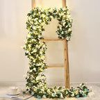 BLEUM CADE 12Pcs 16.4Ft Fake Flower Garland Faux Rose Vines with Lights - Image 7