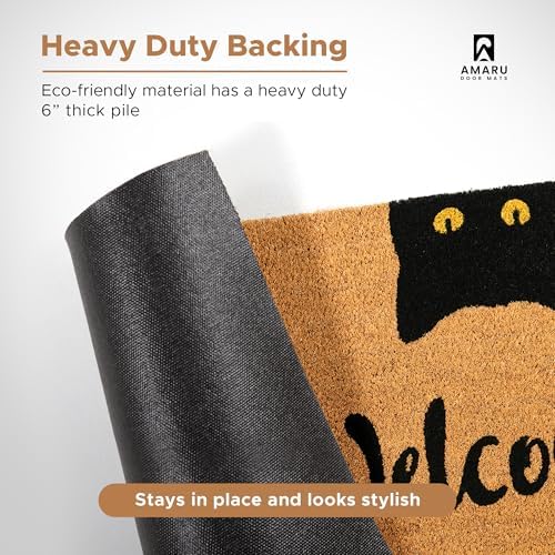 Coir Welcome Mat, Non-Slip, Welcome Cats, 17 x 29 in - Image 6