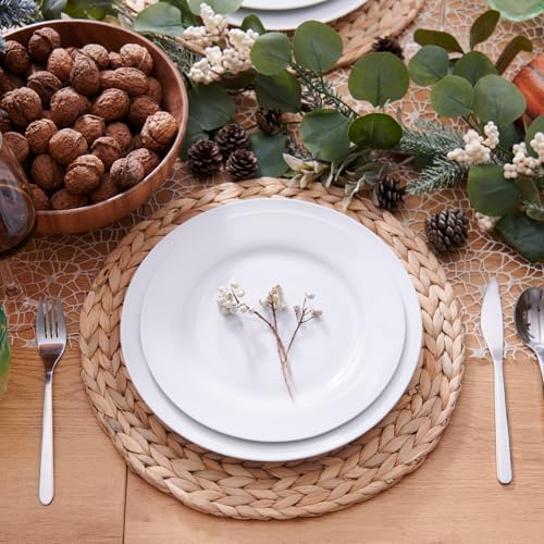 6 Pack, Round Woven Placemats, Natural Water Hyacinth Wicker Place mats, Braided Straw Table Mats, Charger Plates for Dining Table, Fall, Thanksgiving, Christmas (13.8 inch) - Image 3