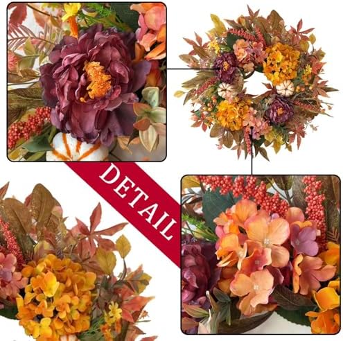 WANNA-CUL 24 Inch Fall Harvest Front Door Wreath Autumn Thanksgiving Decor - Image 5