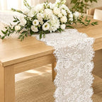 20 Pcs White Lace Table Runner, 14x120 Inch Embroidered Floral Table Runner by Unknown