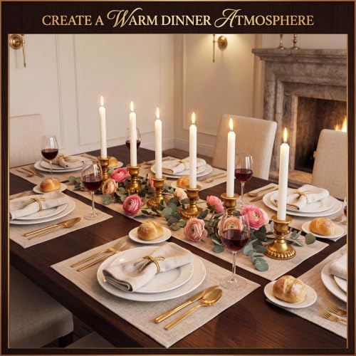 Mumufy 6 Pcs Pillar Candle Holders, Vintage Resin Candle Stands, Farmhouse Retro Table Centerpiece Candles Holders for French Country Decoration Home Wedding Party Living Room(Antique Gold) - Image 5