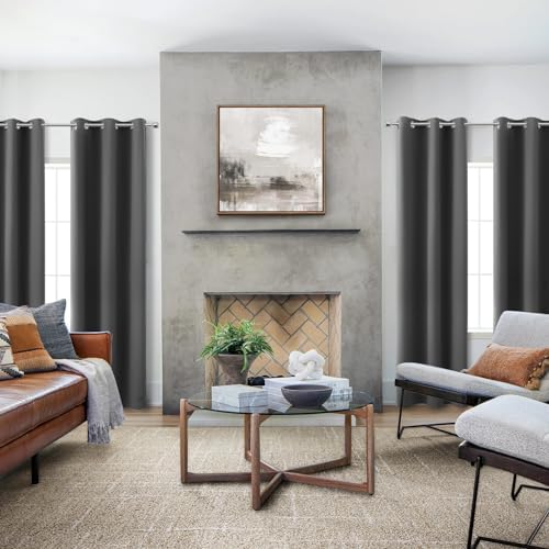 KOUFALL Privacy Curtains 84 Inches Long for Windows Double Living Room Bedroom,Skinny Room Darkening Blackout Panel Curtains Set,Dark Grey - Image 5