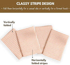 Native Fab Cloth Napkins 18x18 inches, 100% Cotton Vintage Stripped Dinner Napkins, Set of 12, Soft Breathable Absorbent, Machine Washable Cloth Napkins, Orange Beige - Image 6