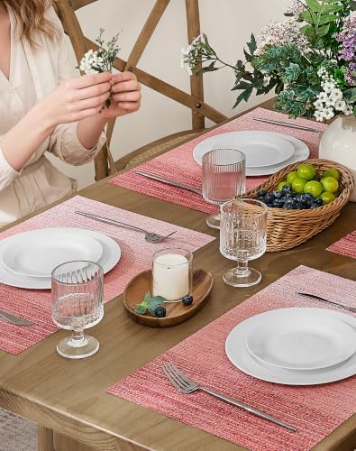 Leetaltree Gradient Pink Woven Placemats Set of 24 - Heat Resistant Non-Slip Place mats for Dining Table, Washable Durable PVC Vinyl Woven Table Mats(Gradient Pink, 24) - Image 3